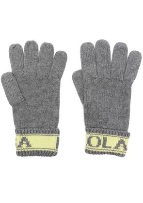 Bimba y Lola logo intarsia-knit cotton-blend gloves - Grey