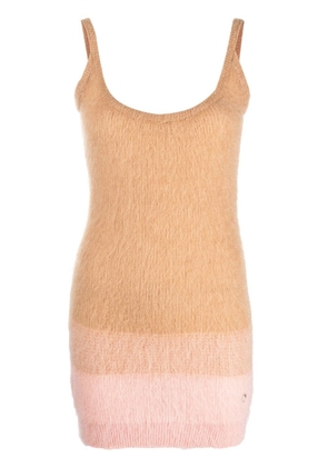 Rabanne two-tone knitted mini dress - Brown