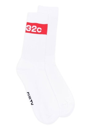 032c logo-print knit socks - White