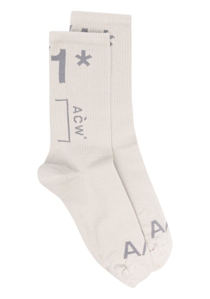 A-COLD-WALL* A/1 intarsia-logo ankle socks - Neutrals