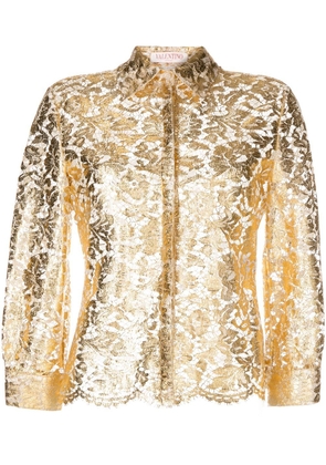 Valentino Garavani metallic floral lace shirt - Gold