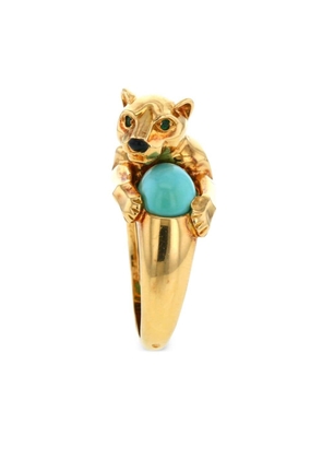 Cartier 2000s pre-owned yellow gold and turquoise Panthère Vedra ring