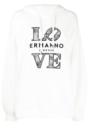 Ermanno Scervino logo-embroidered hoodie - White