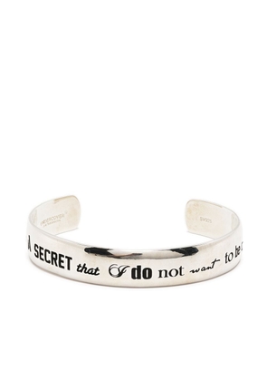 Undercover slogan engraved cuff - Silver