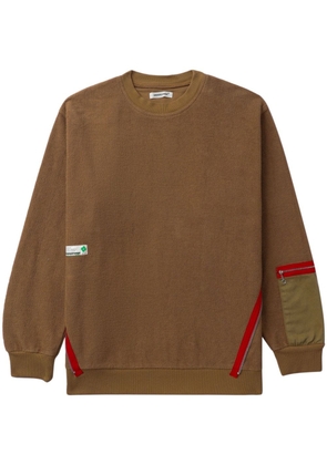 Undercover zip-appliqué cotton sweatshirt - Brown