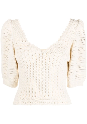 Ba&Sh crochet-knit V-neck top - Neutrals