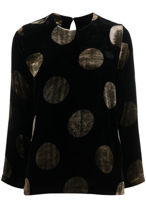 Uma Wang polka-dot long-sleeve blouse - Black