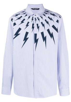 Neil Barrett Thunderbolt-print cotton shirt - Blue