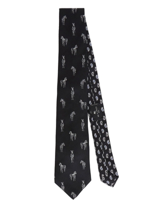 ETRO zebra-print silk tie - Black
