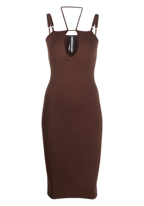 ANDREĀDAMO cut-out detail midi fitted dress - Brown