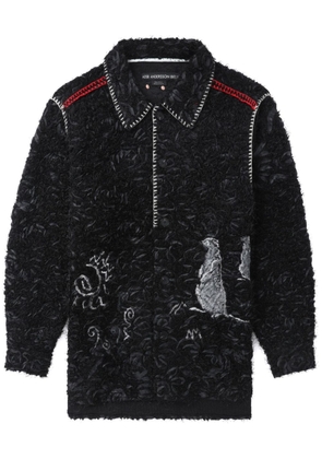 Andersson Bell boucle-effect embroidered-detail jacket - Black