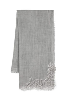 Ermanno Scervino lace-detailing fine wool scarf - Grey