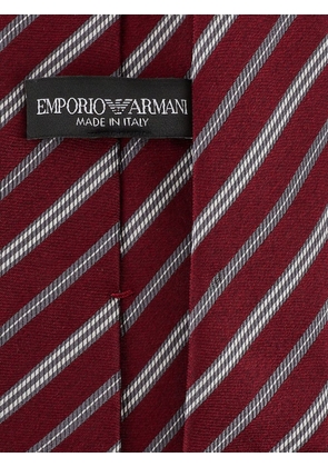 Emporio Armani diagonal stripe-pattern silk tie - Red