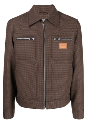 Versace wool check-pattern shirt jacket - Brown