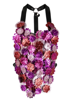 Noir Kei Ninomiya floral-appliqué harness top - Multicolour