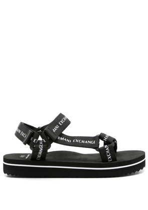 Armani Exchange logo-embossed open-toe sandals - Black