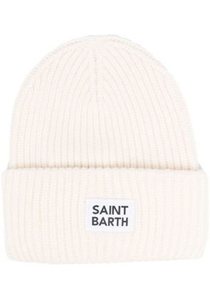 MC2 Saint Barth logo-patch knit beanie - White