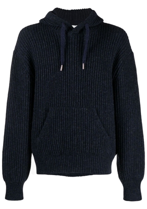 AMI Paris fisherman's-knit virgin-wool hoodie - Blue