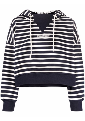 RED Valentino cropped stripe-print hoodie - Blue