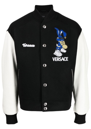 Versace wool logo-embroidered bomber jacket - Black