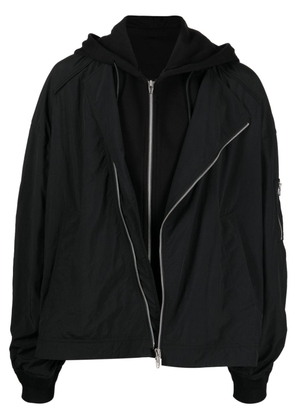 Juun.J asymmetric lightweight hooded jacket - Black