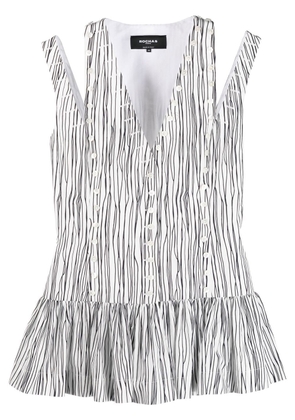 Rochas striped short-sleeve blouse - White