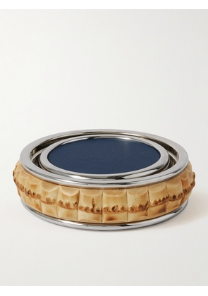 Lorenzi Milano - Set of Six Chrome-Plated, Bamboo and Full-Grain Leather Coasters - Men - Silver