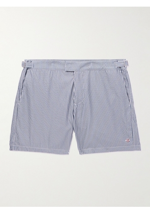 Loro Piana - Schooner Straight-Leg Mid-Length Striped Seersucker Swim Shorts - Men - Blue - S