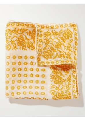 Anderson & Sheppard - Printed Cashmere and Silk-Blend Pocket Square - Men - Yellow