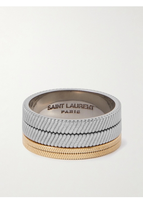 SAINT LAURENT - Tandem Silver- and Gold-Tone Ring - Men - Silver - 9