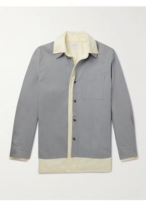 Bottega Veneta - Layered Two-Tone Cotton and Linen-Blend Overshirt - Men - Gray - IT 48