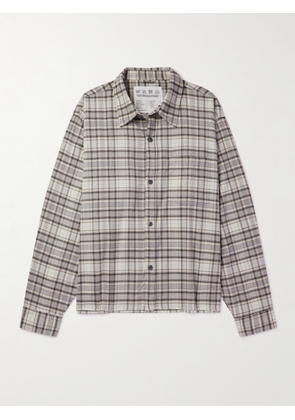 mfpen - Priority Checked Cotton and Cashmere-Blend Flannel Shirt - Men - Gray - S