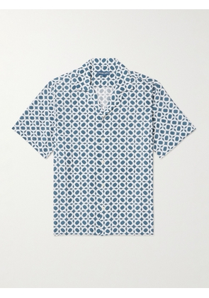 Frescobol Carioca - Roberto Camp-Collar Printed Lyocell Shirt - Men - Blue - S