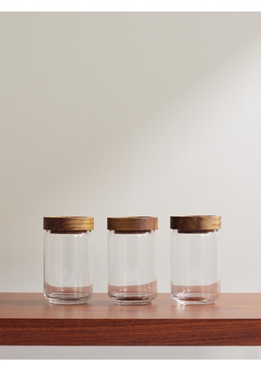 The Conran Shop - Set of Three Glass and Teak Stacking Jars, 750ml - Men - Neutrals