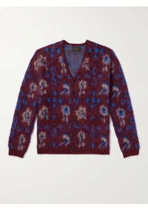 Beams Plus - Floral-Jacquard Knitted Cardigan - Men - Purple - S
