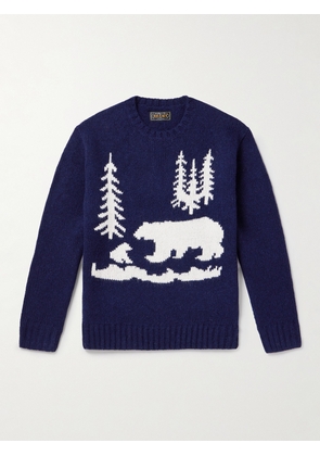 Beams Plus - Intarsia Wool Sweater - Men - Blue - S
