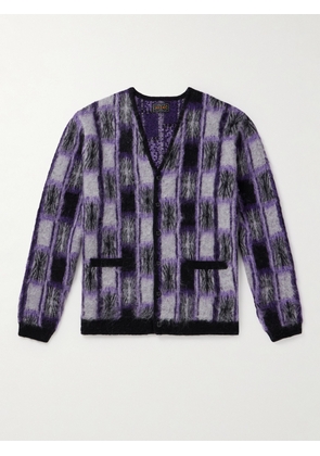 Beams Plus - Checked Jacquard-Knit Cardigan - Men - Purple - S