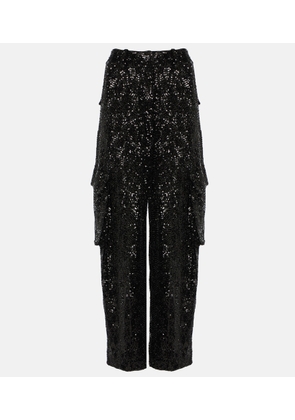 Rotate Sequined straight cargo pants