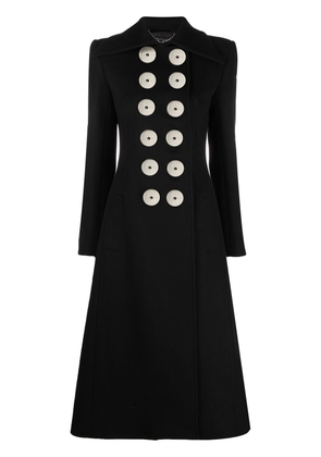 Rabanne pointed-collar double-breasted coat - Black