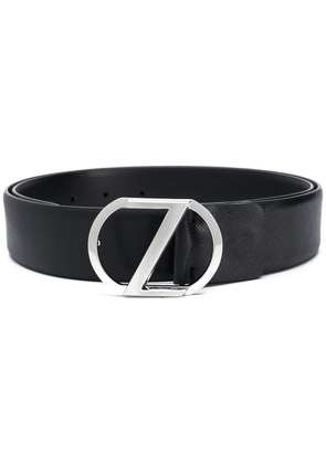 Zegna logo-plaque leather belt - Black
