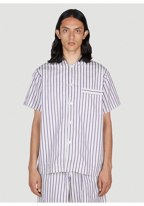 Tekla Lido Stripe Short Sleeve Pyjama Shirt -  Shirts Purple Xl