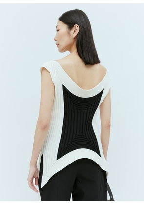 Issey Miyake Pointed Contrast Ribbed Top - Woman Tops Black 2