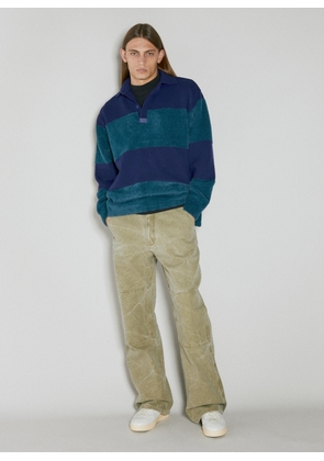 Eytys Stripe Knit Polo Sweater -  Knitwear Blue M - L
