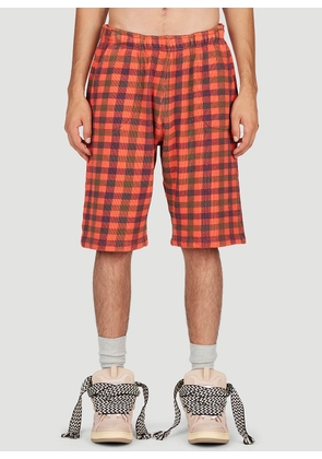 ERL Check Print Fleece-jersey Bermuda Shorts - Man Shorts Orange S
