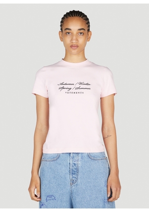 VETEMENTS Four Seasons T-shirt - Woman T-shirts Pink Xs