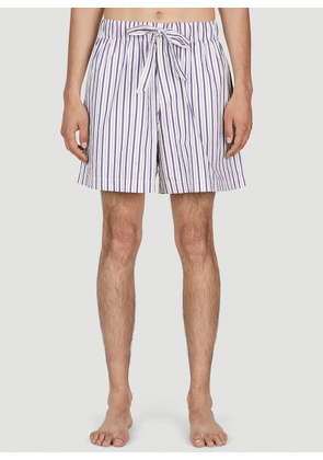 Tekla Lido Stripe Sleep Shorts -  Shorts Purple Xl