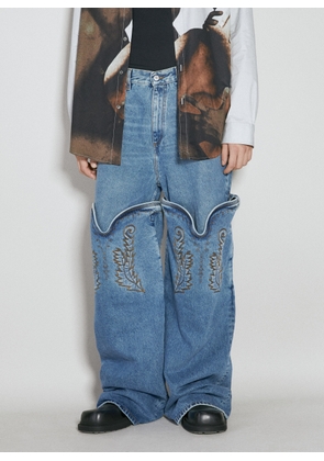 Y/Project Evergreen Maxi Cowboy Cuff Denim Jeans - Man Jeans Blue 28