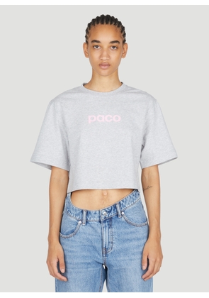 Paco Rabanne Logo Print Cropped T-shirt - Woman T-shirts Grey S