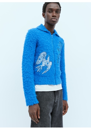 ERL Fluffy Knit Zip-up Cardigan - Man Knitwear Blue L