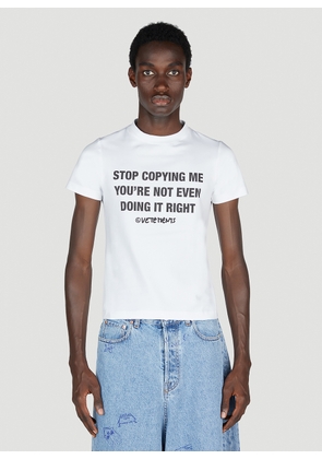 Vetements Stop Copying Me Fitted T-shirt - Man T-shirts White Xl